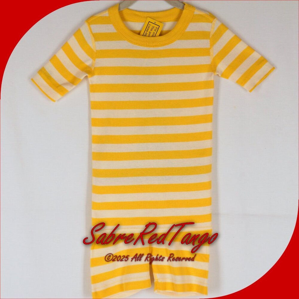 NWT Hanna Andersson Short Johns Pajamas Warm Sun Yellow White Stripe 130 8